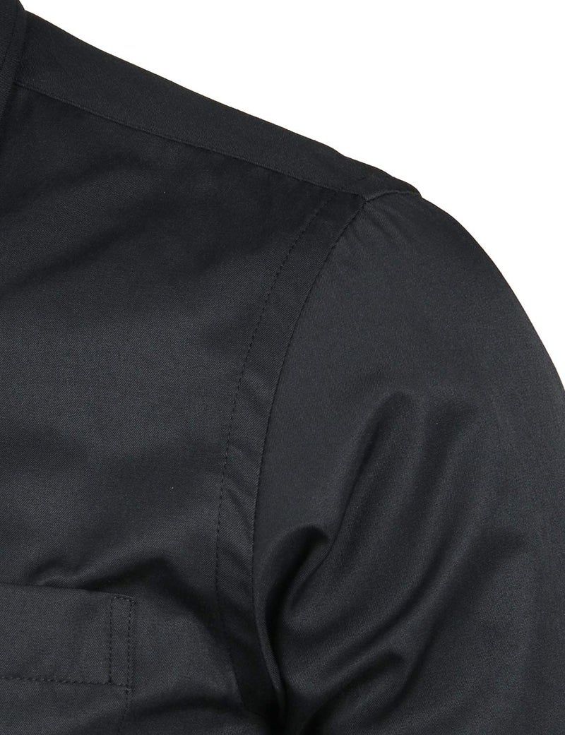 ZEROYAA Men's Long Sleeve Dress Shirt Solid Slim Fit Casual Business Formal Button Up Shirts with Pocket ZSSCL01 Black Small - Image 5